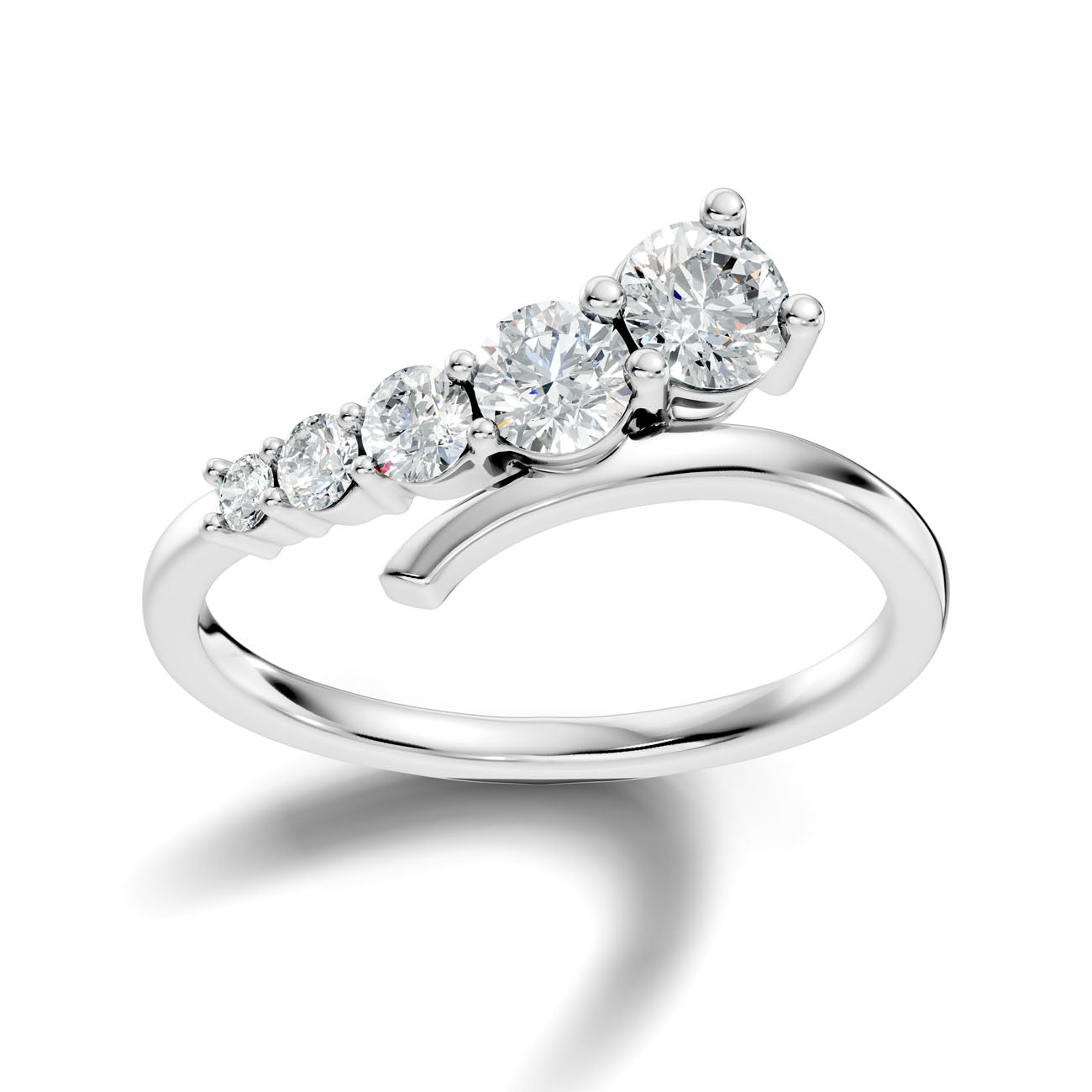 .90 Ct. Graduated Round Diamond Five-Stone Ring with Curved Gallery (L2-27#10011L)