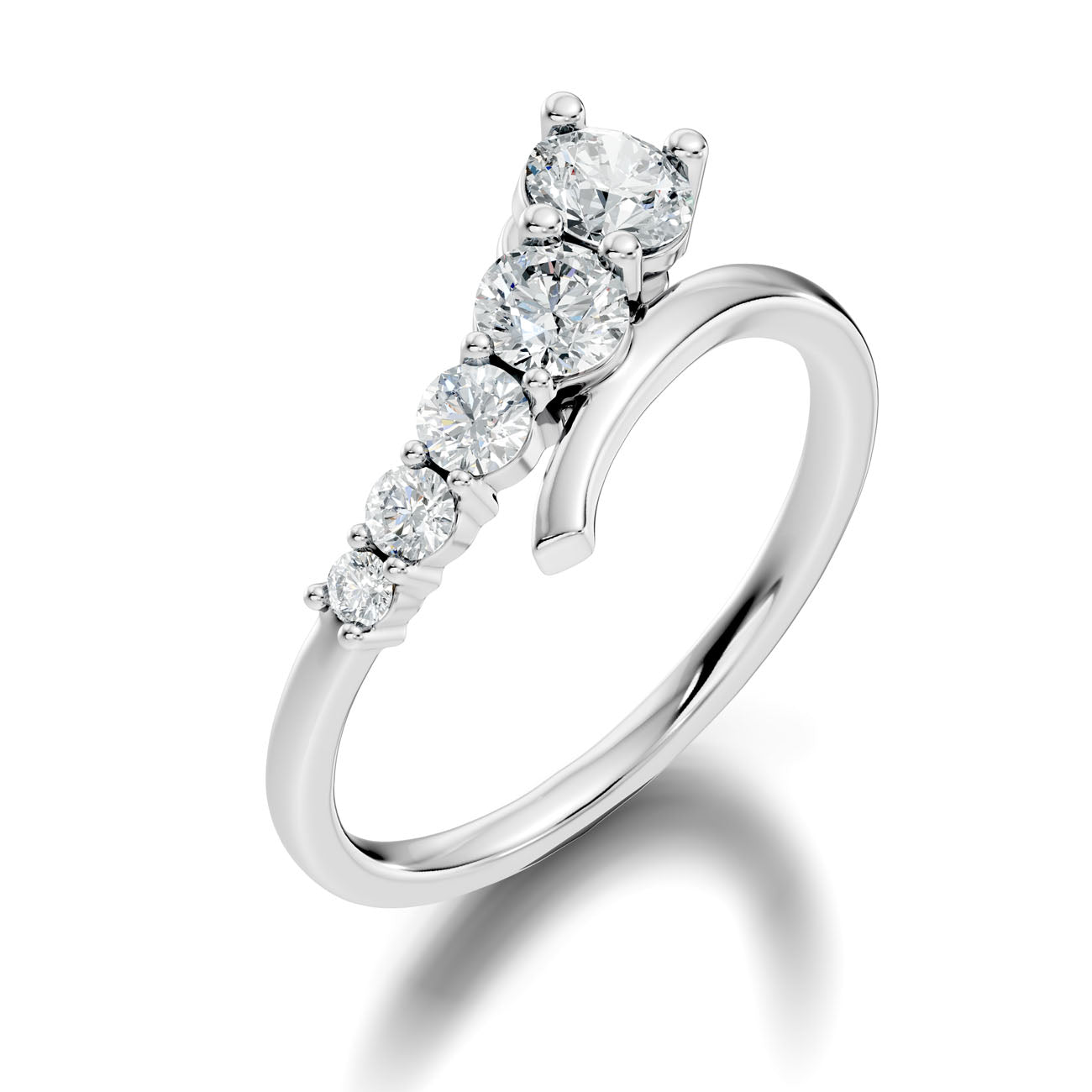 .90 Ct. Graduated Round Diamond Five-Stone Ring with Curved Gallery (L2-27#10011L) 13