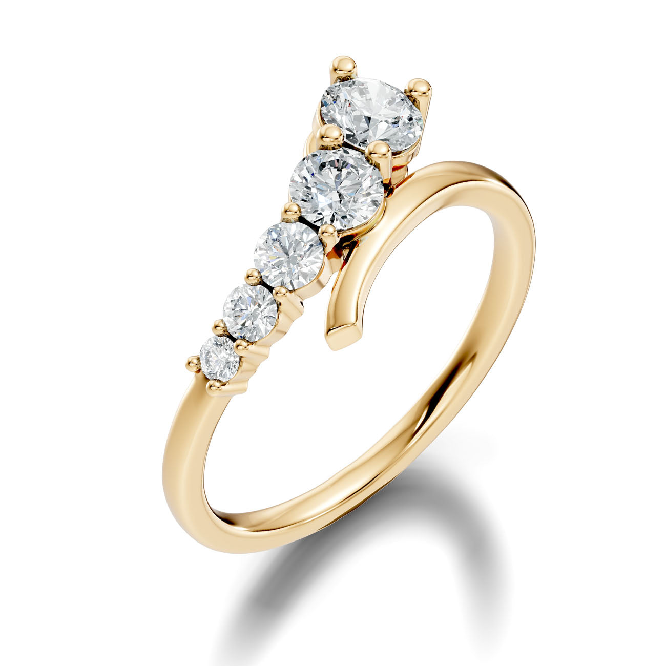 .90 Ct. Graduated Round Diamond Five-Stone Ring with Curved Gallery (L2-27#10011L)