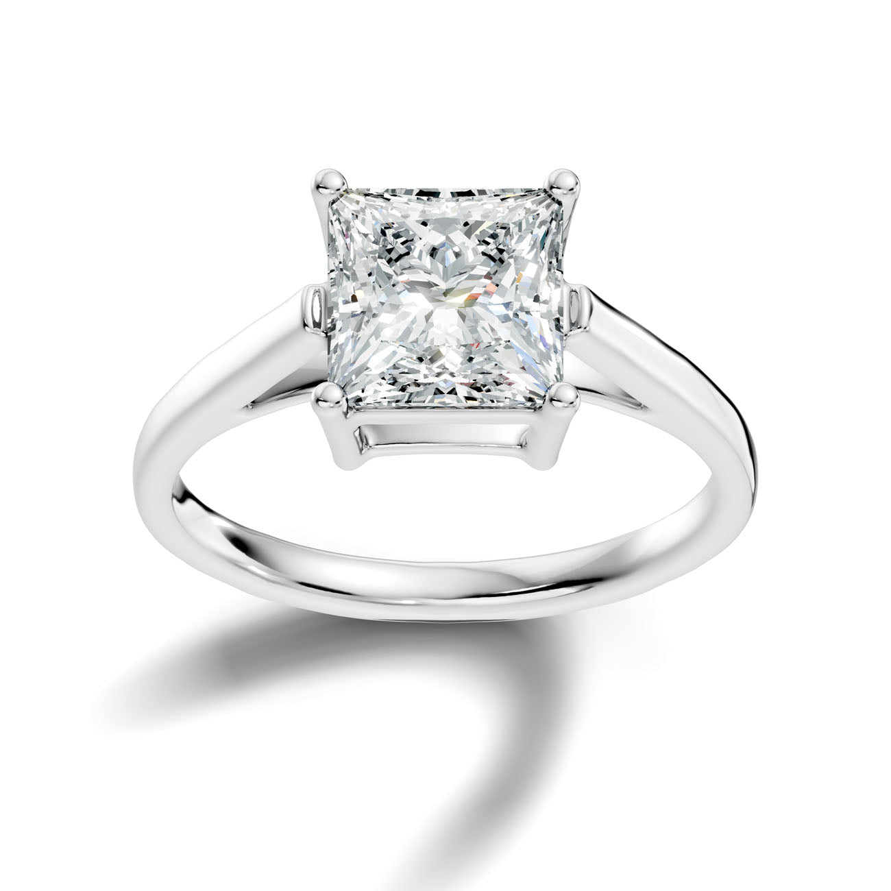 2.65 Ct. Princess Cut Diamond Solitaire Ring with Four-Prong Setting (L2-27#10012L)