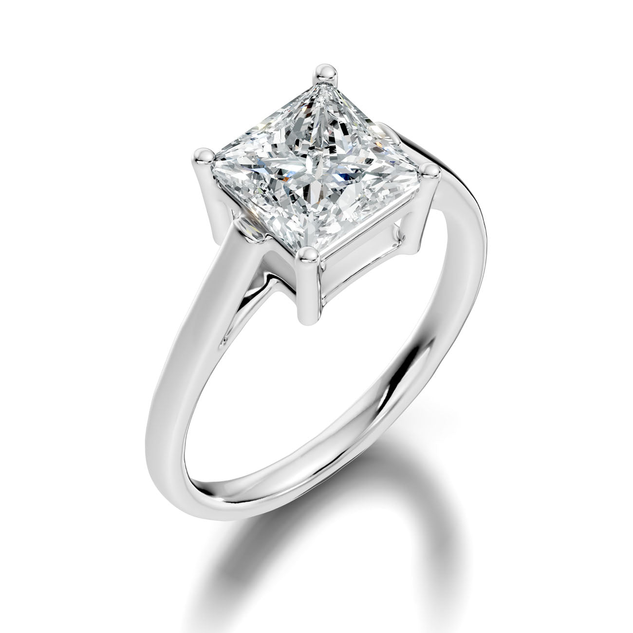 2.65 Ct. Princess Cut Diamond Solitaire Ring with Four-Prong Setting (L2-27#10012L) 13