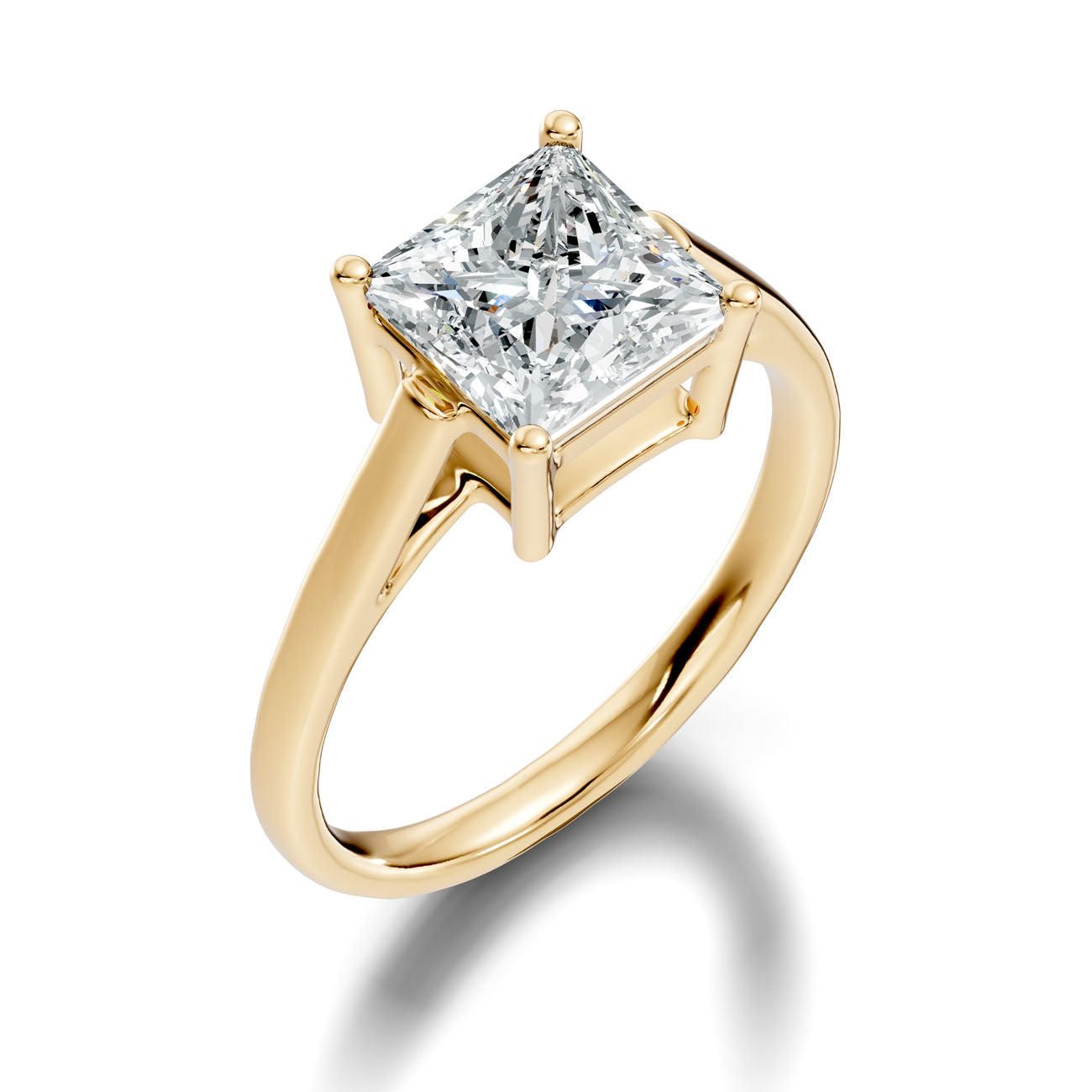 2.65 Ct. Princess Cut Diamond Solitaire Ring with Four-Prong Setting (L2-27#10012L)