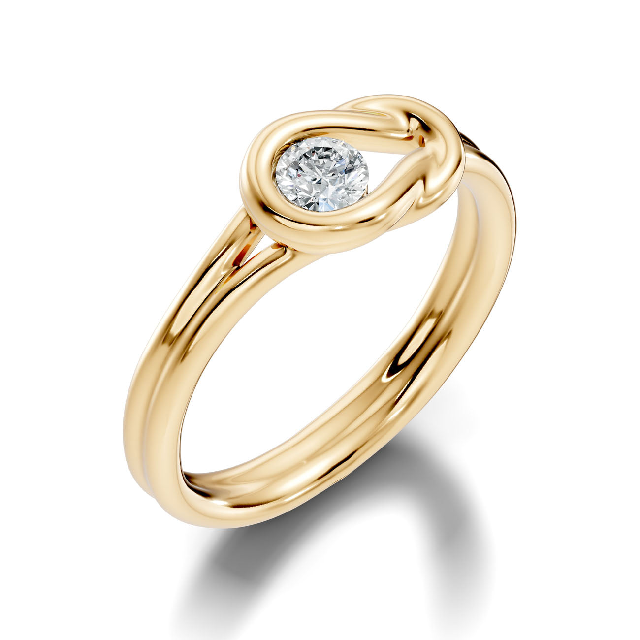.25 Ct. Round Diamond Swirl Bezel Ring with Sculpted Loop Setting (L2-27#10013L)