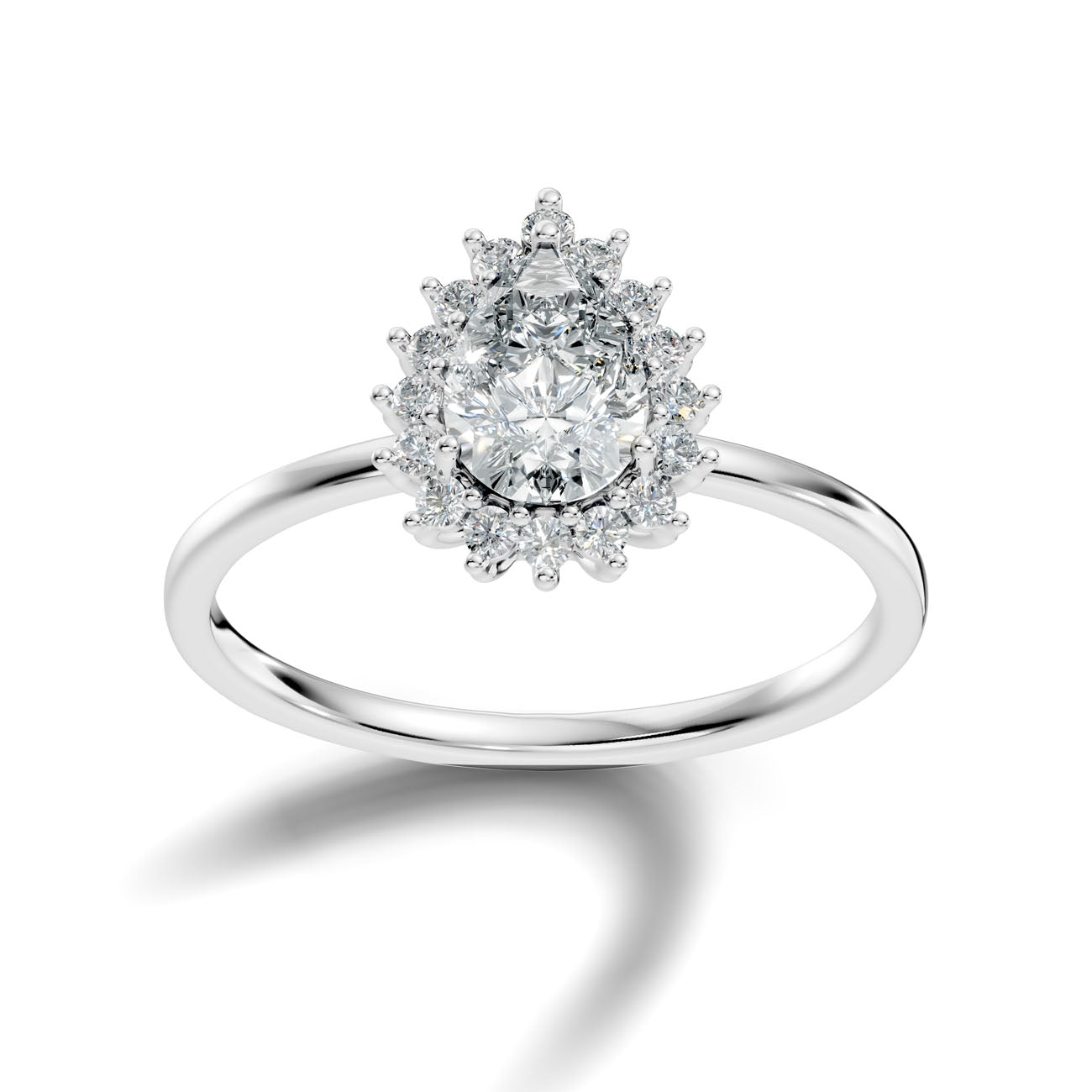 .80 Ct. Pear Diamond Halo Ring with Radiant Cluster Setting (L2-27#10016L)