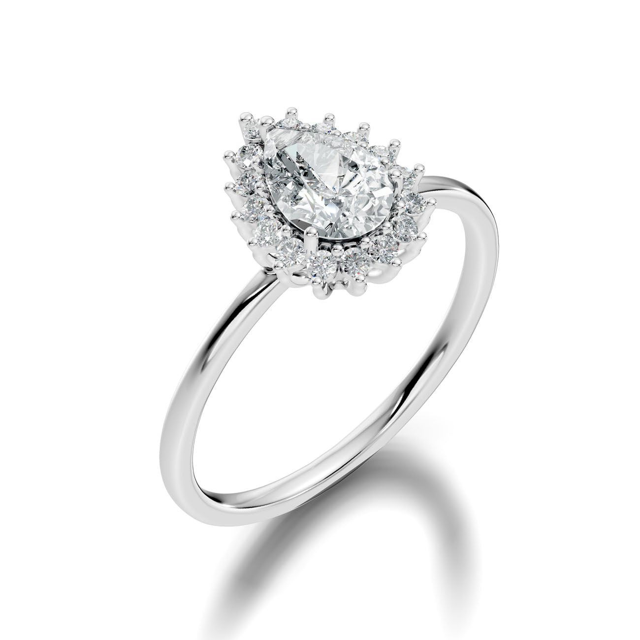 .80 Ct. Pear Diamond Halo Ring with Radiant Cluster Setting (L2-27#10016L) 9
