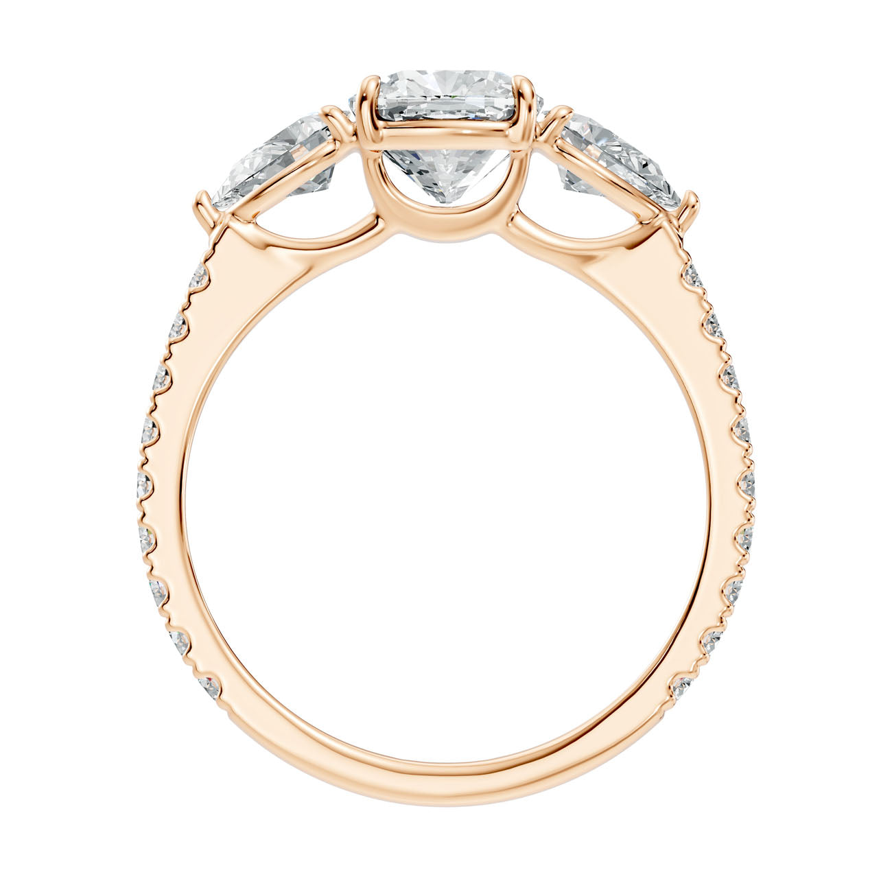 2.36 Ct. Cushion Cut Diamond Ring with Pear Side Stones and Pavé Shank (L2-27#10022L) 13