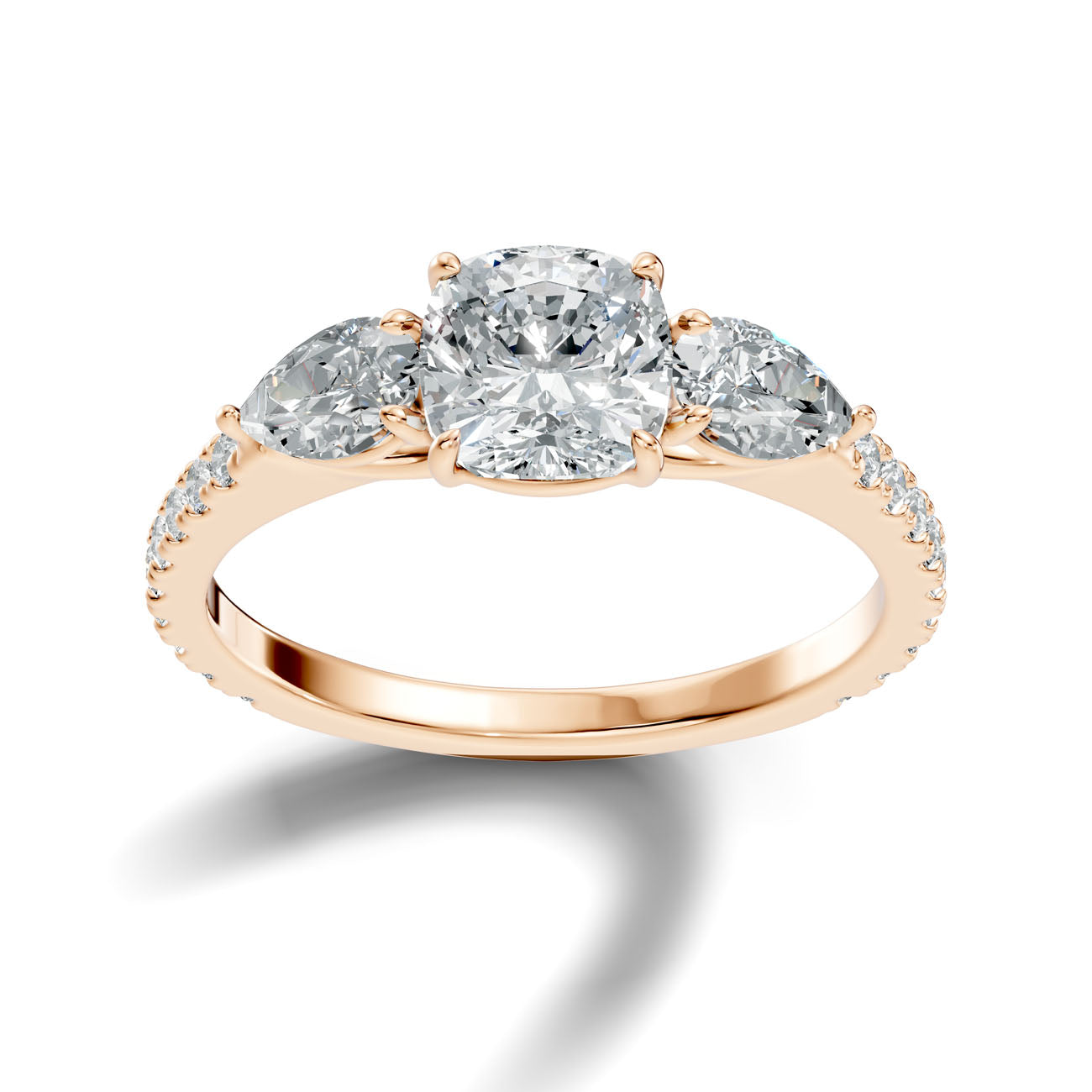 2.36 Ct. Cushion Cut Diamond Ring with Pear Side Stones and Pavé Shank (L2-27#10022L) 14