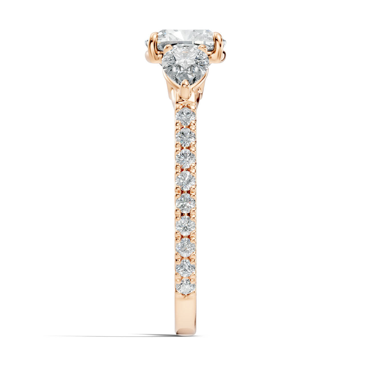 2.36 Ct. Cushion Cut Diamond Ring with Pear Side Stones and Pavé Shank (L2-27#10022L) 15