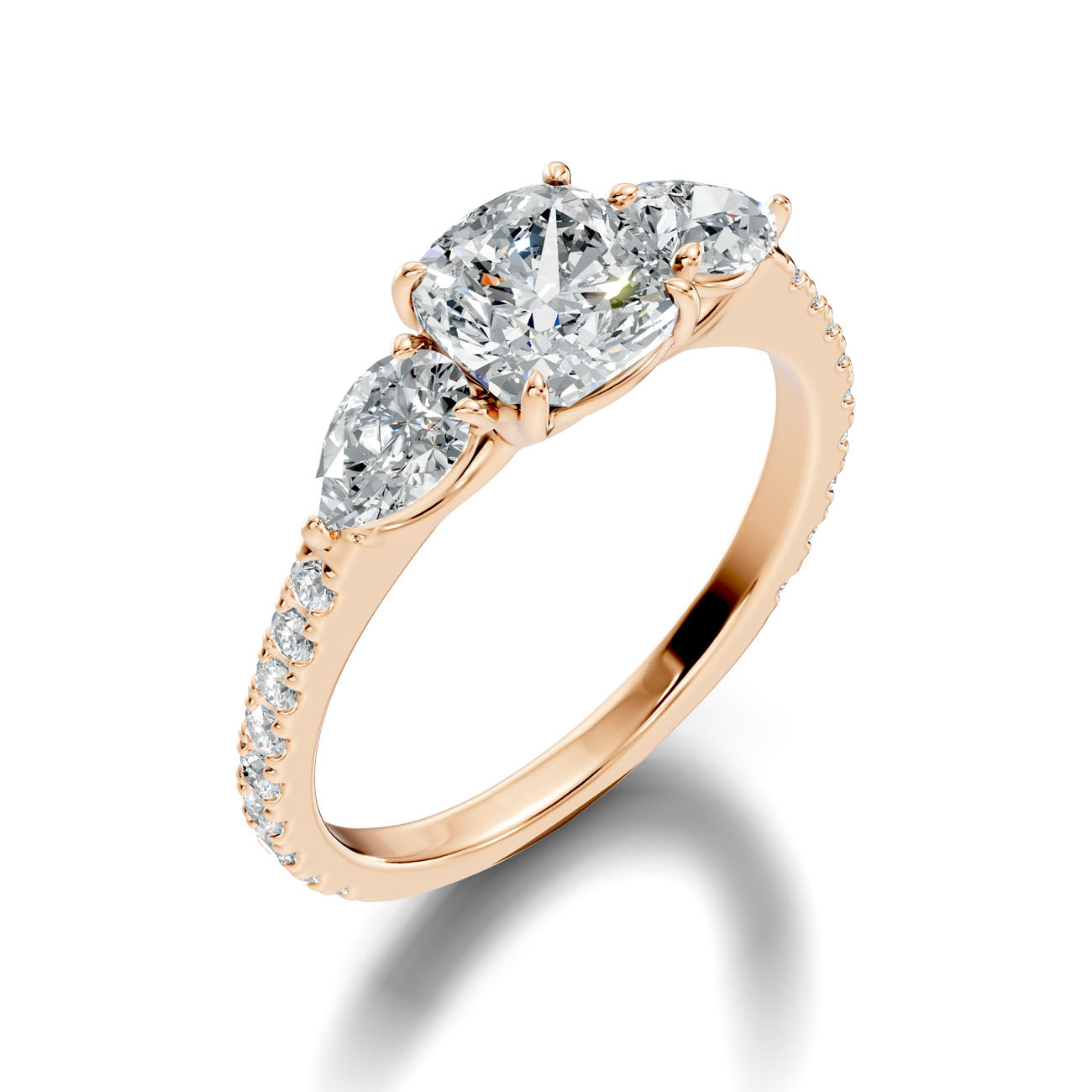 2.36 Ct. Cushion Cut Diamond Ring with Pear Side Stones and Pavé Shank (L2-27#10022L) 11