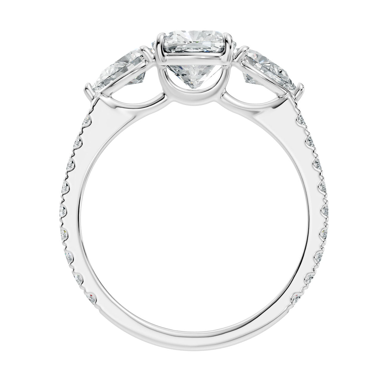 2.36 Ct. Cushion Cut Diamond Ring with Pear Side Stones and Pavé Shank (L2-27#10022L) 7
