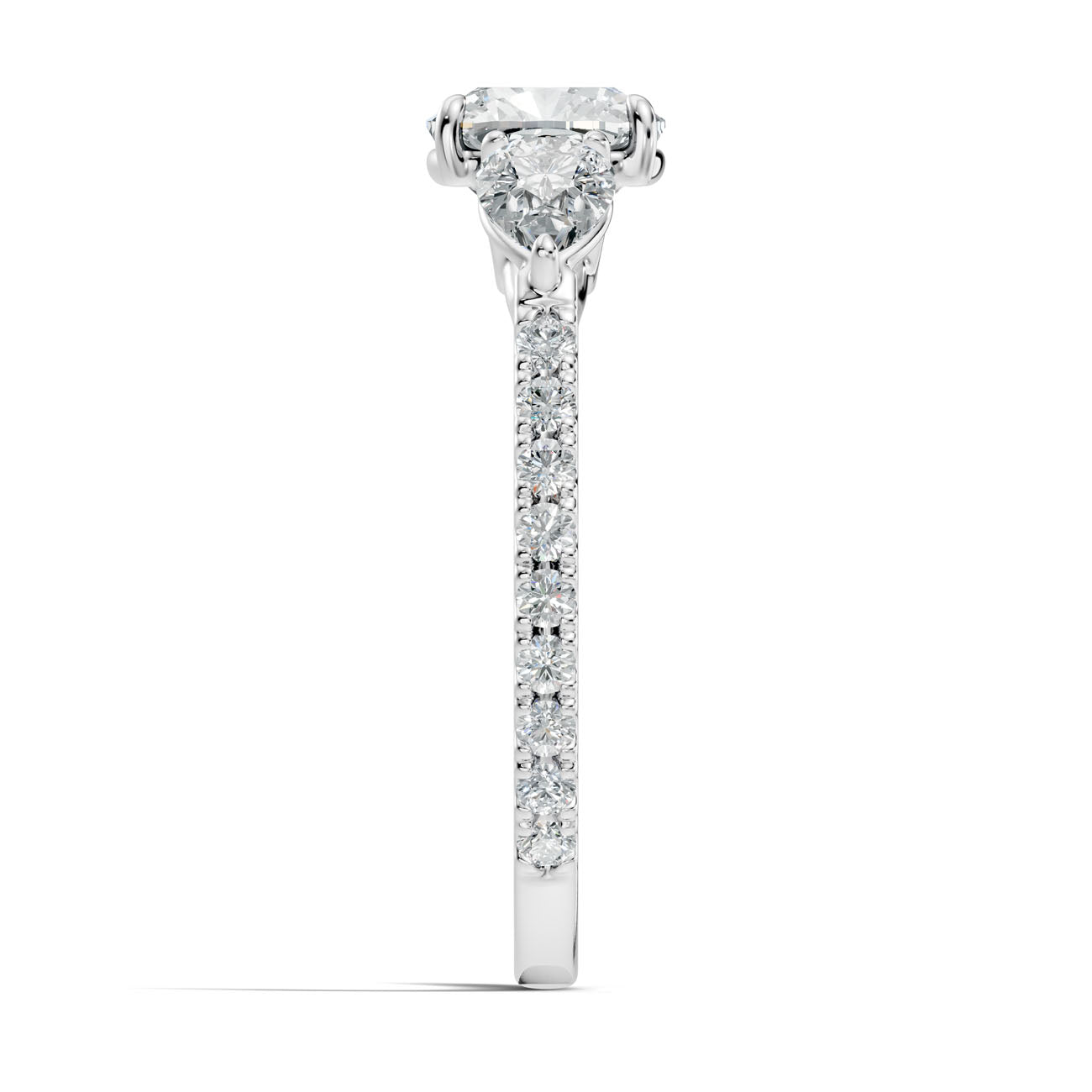 2.36 Ct. Cushion Cut Diamond Ring with Pear Side Stones and Pavé Shank (L2-27#10022L) 9