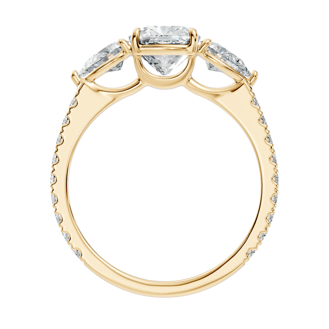 2.36 Ct. Cushion Cut Diamond Ring with Pear Side Stones and Pavé Shank (L2-27#10022L) 5