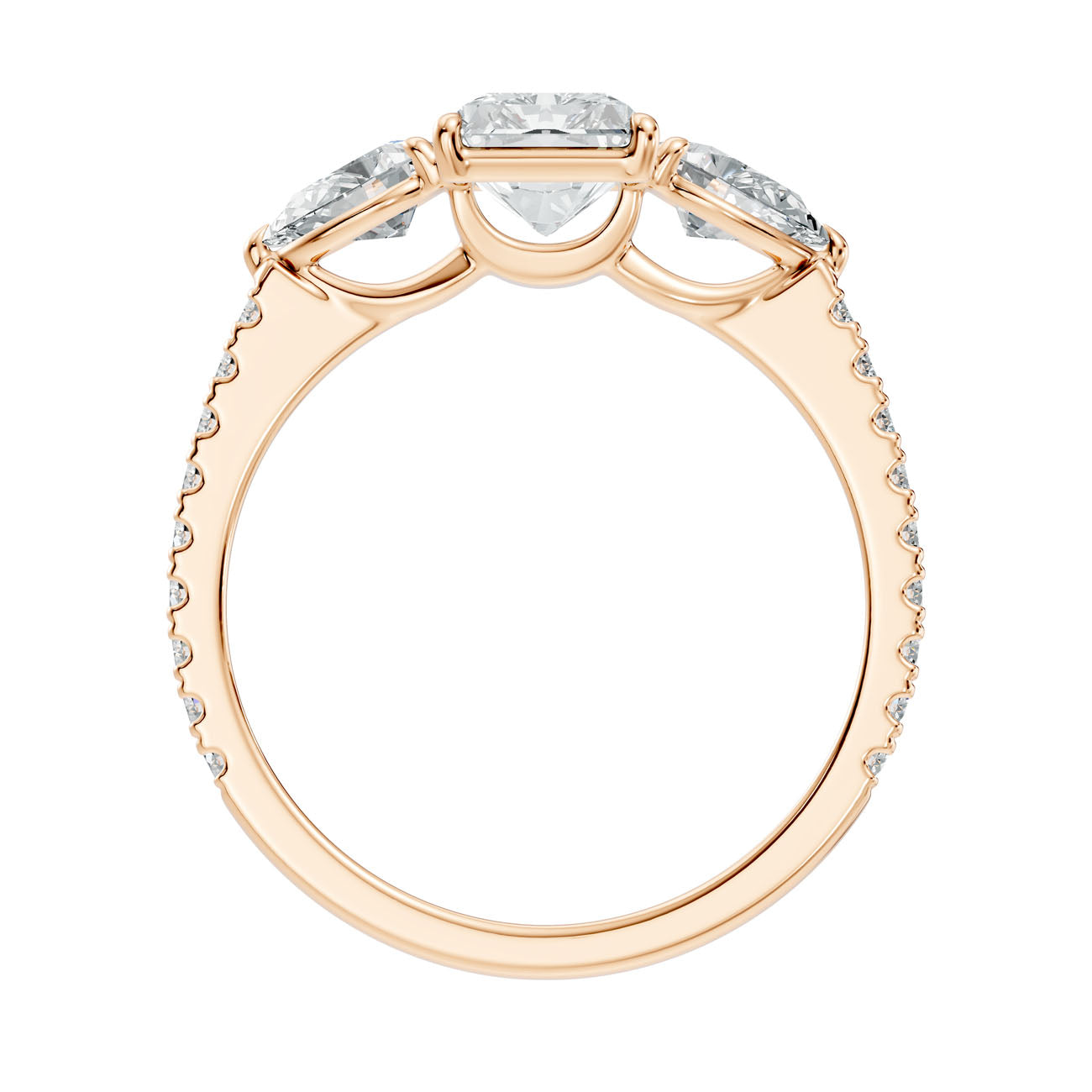 2.57 Ct. Radiant Cut Diamond Ring with Pear Side Stones and Pavé Shank (L2-27#10023L) 13