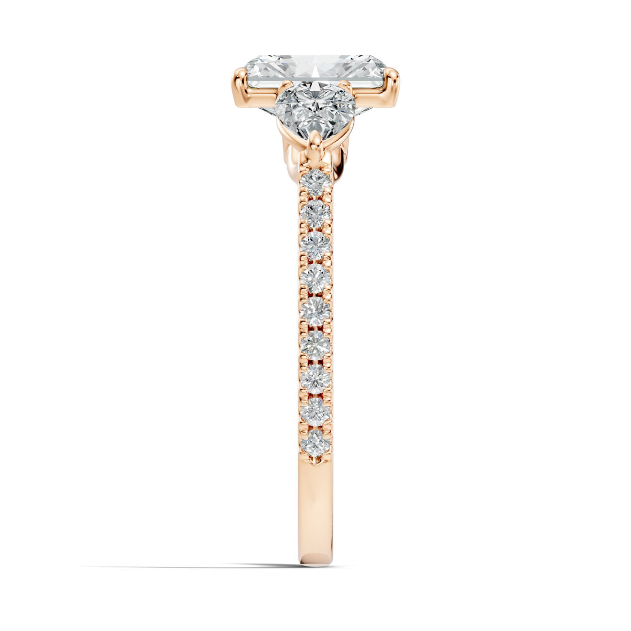 2.57 Ct. Radiant Cut Diamond Ring with Pear Side Stones and Pavé Shank (L2-27#10023L) 11