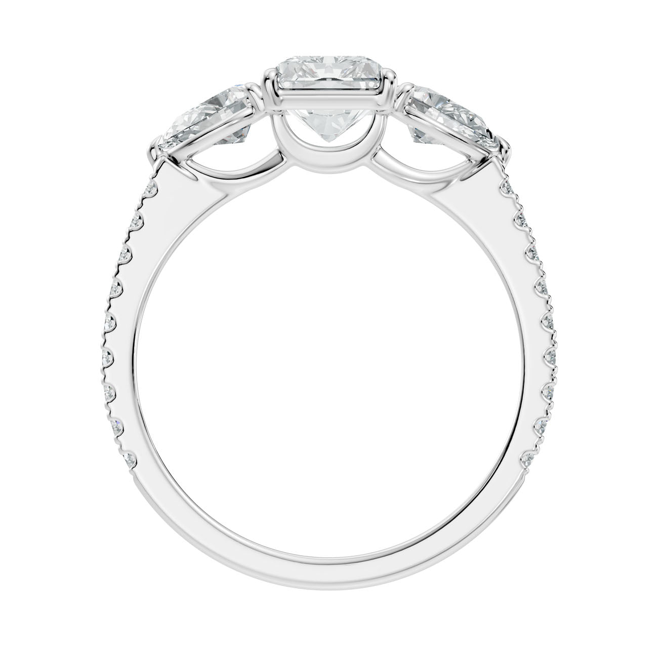 2.57 Ct. Radiant Cut Diamond Ring with Pear Side Stones and Pavé Shank (L2-27#10023L) 8