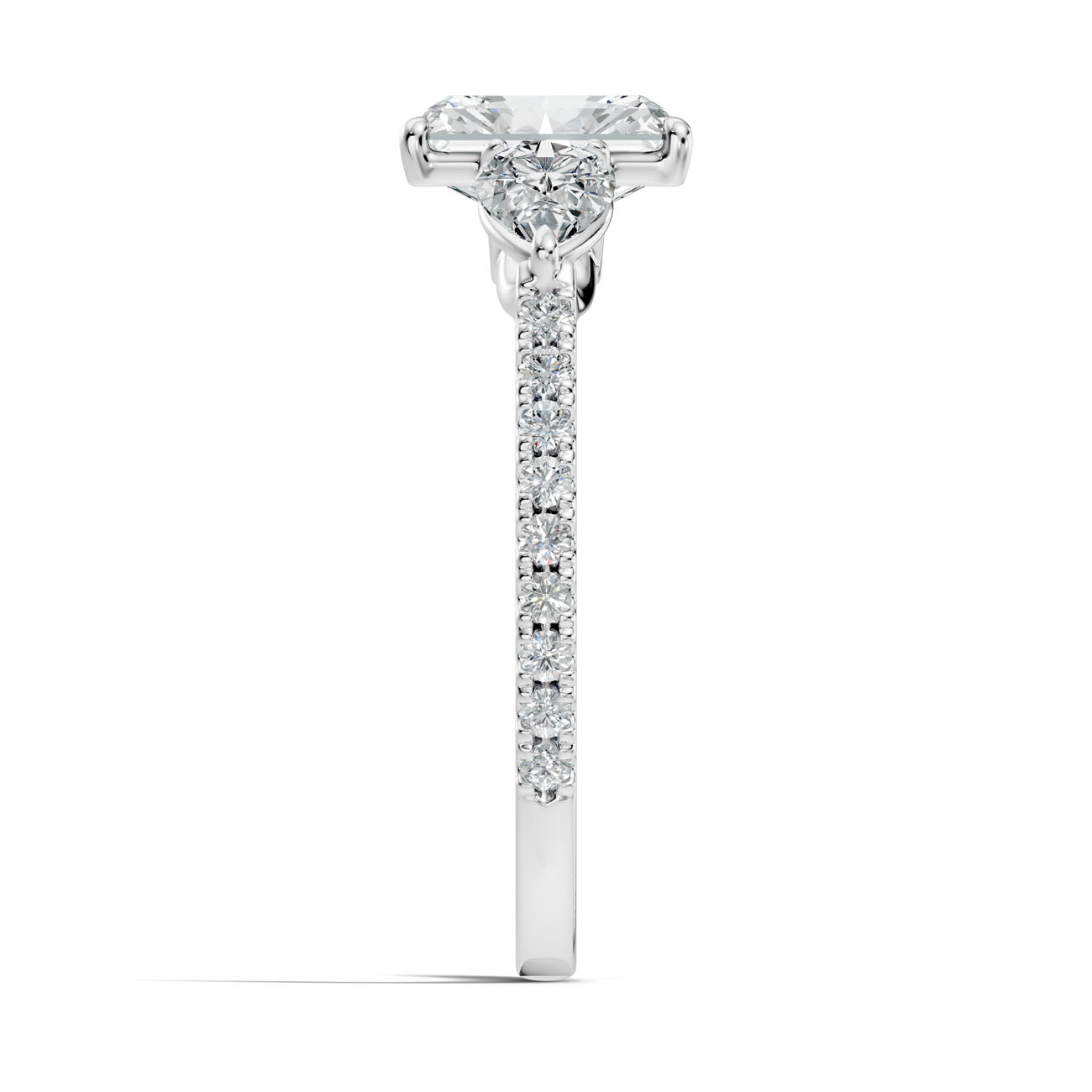 2.57 Ct. Radiant Cut Diamond Ring with Pear Side Stones and Pavé Shank (L2-27#10023L) 9