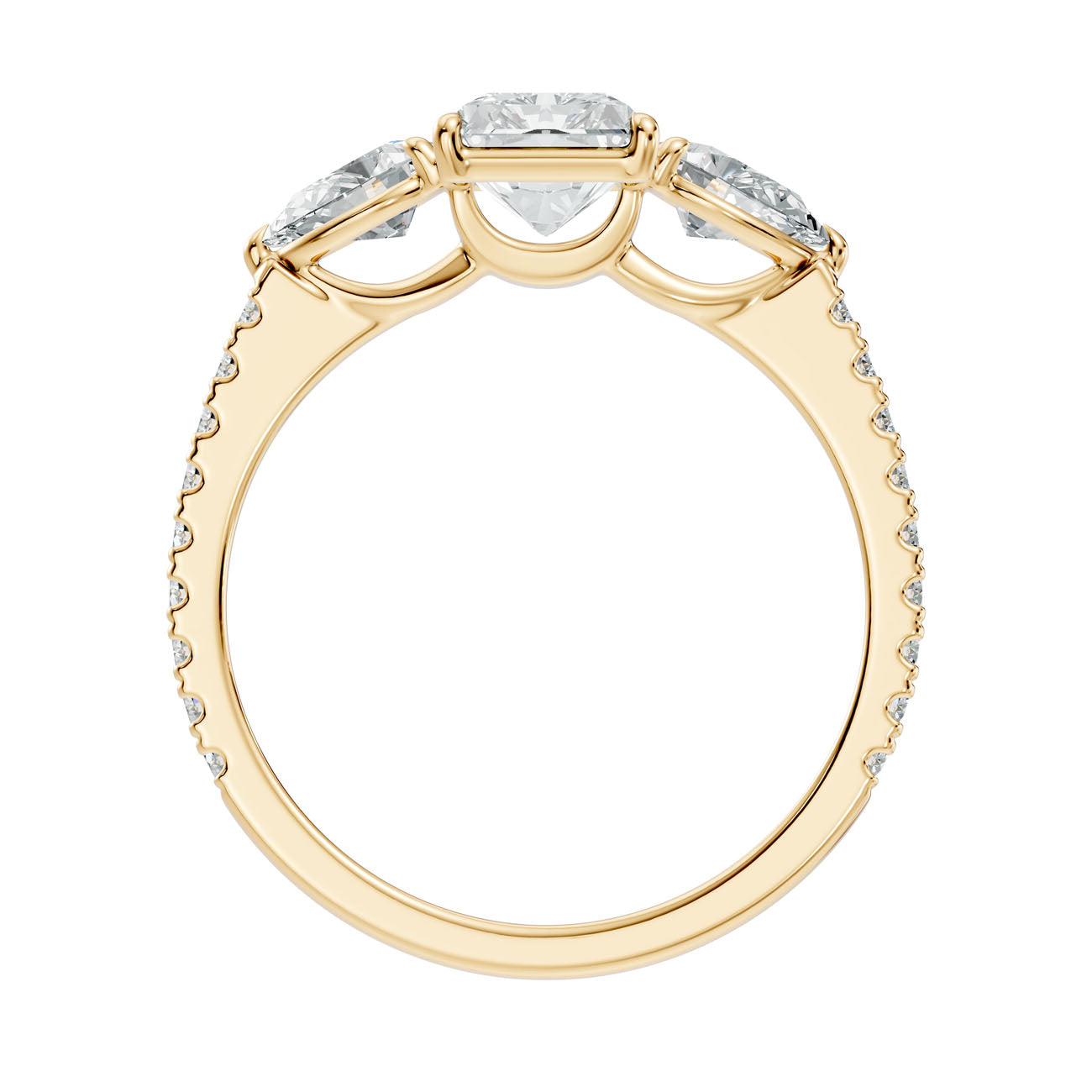 2.57 Ct. Radiant Cut Diamond Ring with Pear Side Stones and Pavé Shank (L2-27#10023L) 5