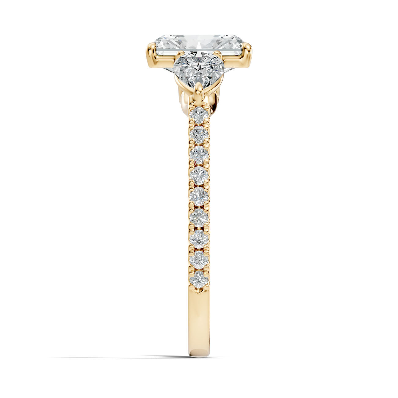 2.57 Ct. Radiant Cut Diamond Ring with Pear Side Stones and Pavé Shank (L2-27#10023L) 15
