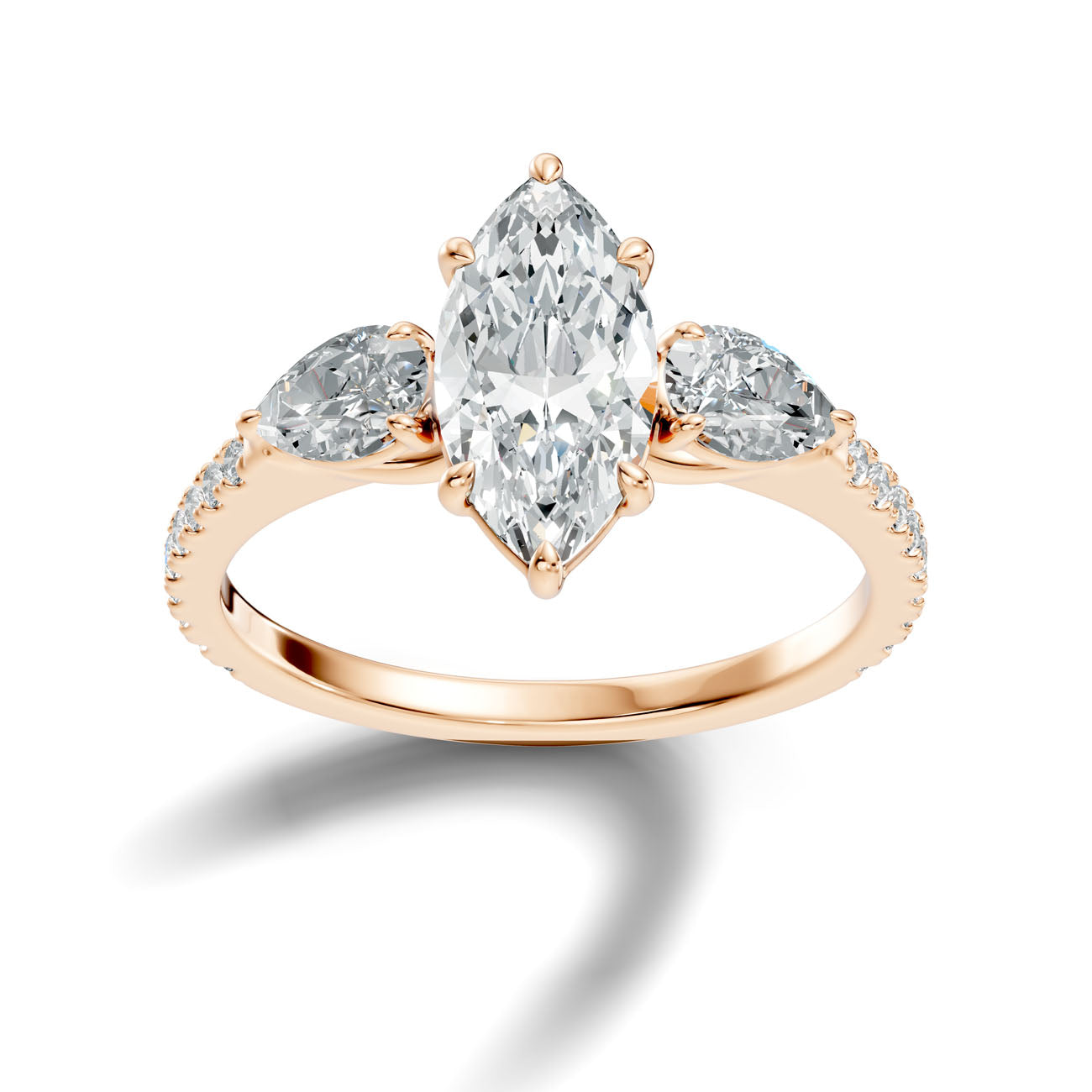 2.25 Ct. Marquise Diamond Ring with Pear Side Stones and Pavé Shank (L2-27#10024L) 15