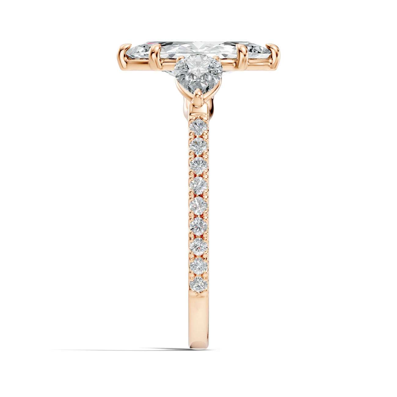 2.25 Ct. Marquise Diamond Ring with Pear Side Stones and Pavé Shank (L2-27#10024L) 14