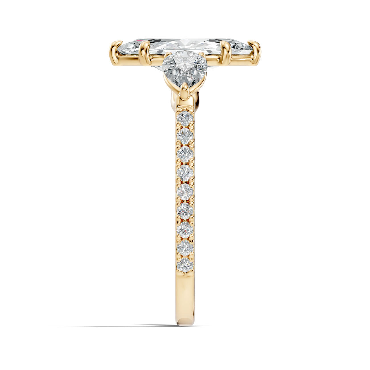 2.25 Ct. Marquise Diamond Ring with Pear Side Stones and Pavé Shank (L2-27#10024L) 12