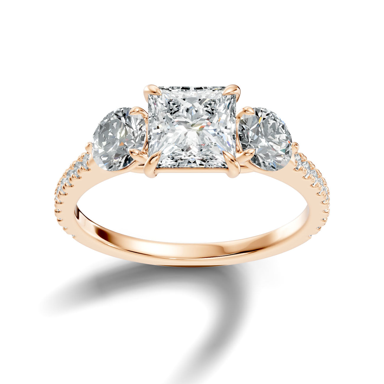 2.95 Ct. Princess Cut Diamond Ring with Round Side Stones and Pavé Shank (L2-27#10025L) 15