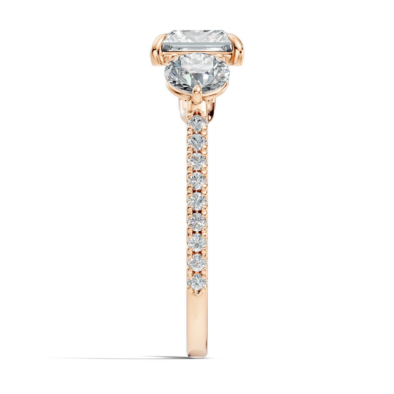 2.95 Ct. Princess Cut Diamond Ring with Round Side Stones and Pavé Shank (L2-27#10025L) 14