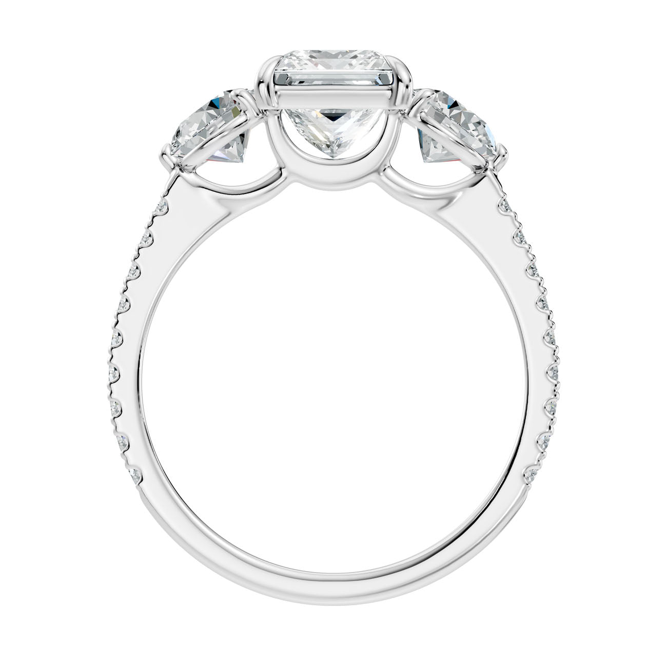2.95 Ct. Princess Cut Diamond Ring with Round Side Stones and Pavé Shank (L2-27#10025L) 7