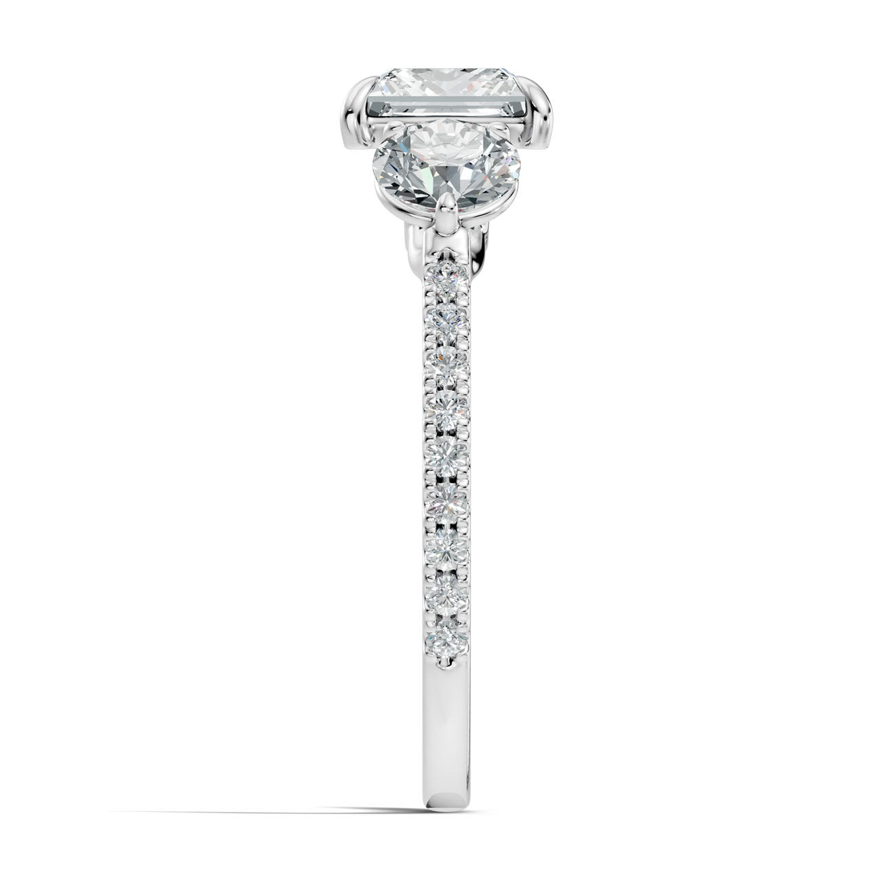 2.95 Ct. Princess Cut Diamond Ring with Round Side Stones and Pavé Shank (L2-27#10025L) 8
