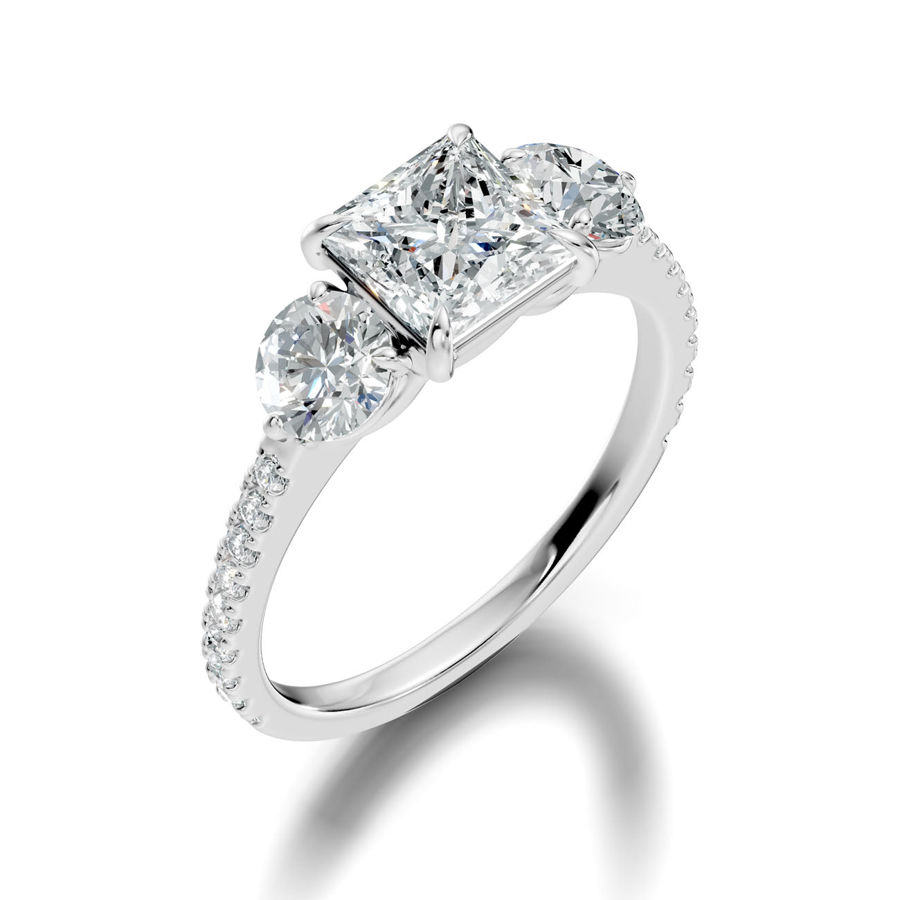 2.95 Ct. Princess Cut Diamond Ring with Round Side Stones and Pavé Shank (L2-27#10025L) 9