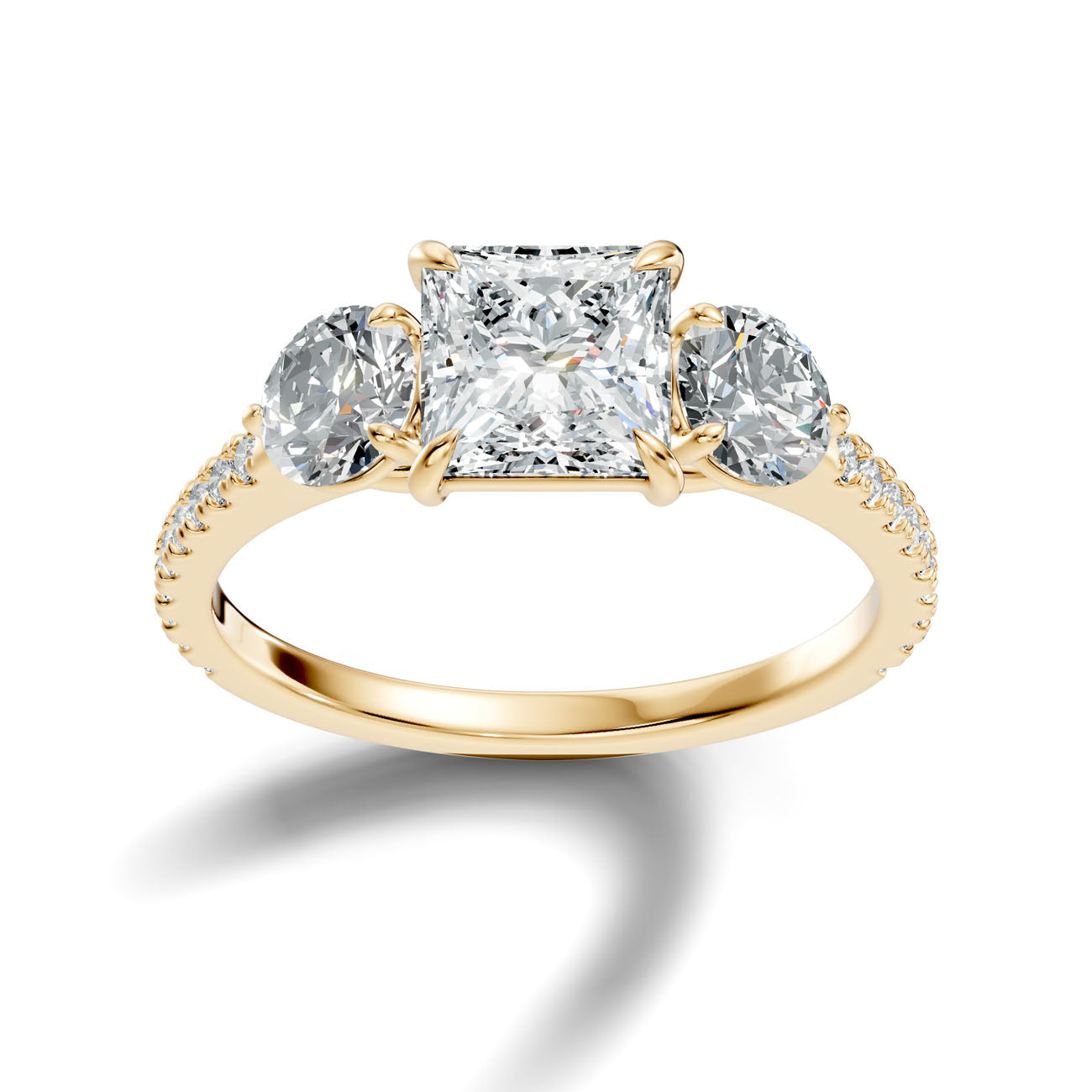 2.95 Ct. Princess Cut Diamond Ring with Round Side Stones and Pavé Shank (L2-27#10025L) 4