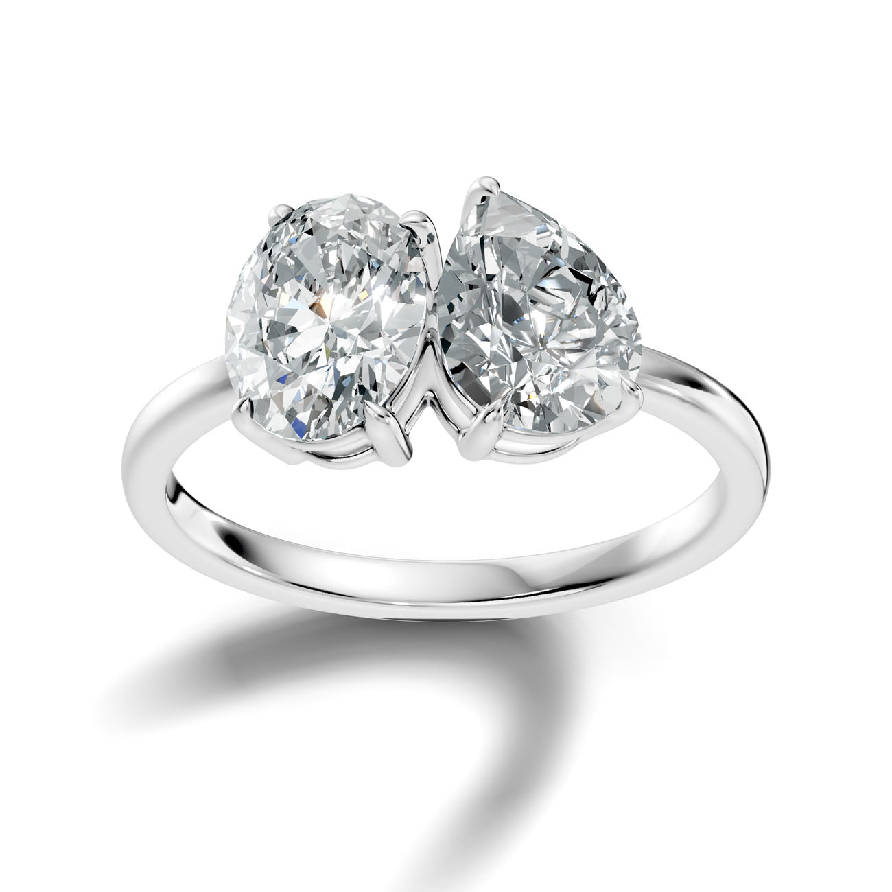 2.75 Ct. Toi et Moi Oval and Pear Diamond Ring with Dual-Prong Setting (L2-27#10026L)