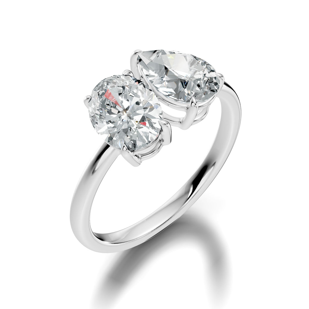 2.75 Ct. Toi et Moi Oval and Pear Diamond Ring with Dual-Prong Setting (L2-27#10026L) 8