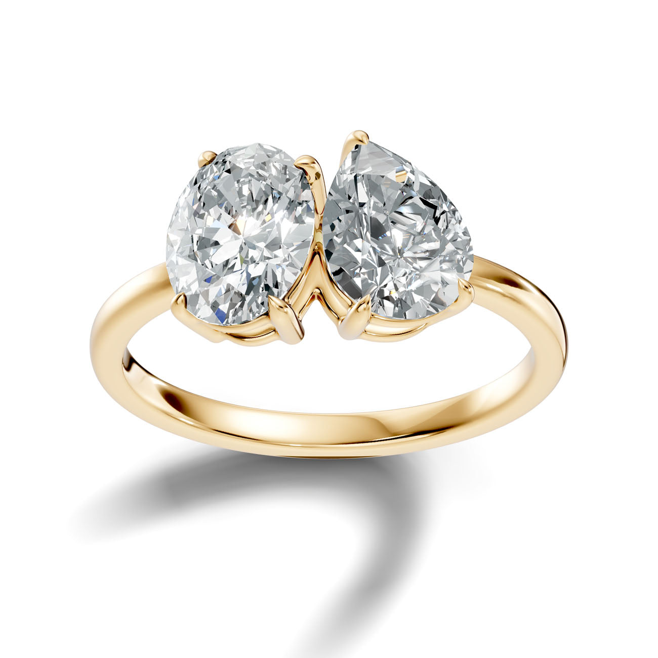 2.75 Ct. Toi et Moi Oval and Pear Diamond Ring with Dual-Prong Setting (L2-27#10026L) 4