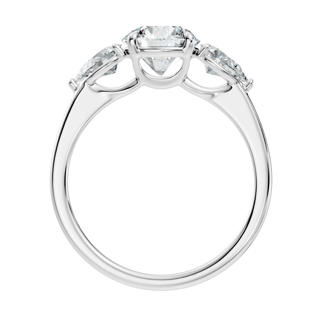 2.12 Ct. Round Diamond Ring with Pear Side Stones (L2-27#10029L) 7