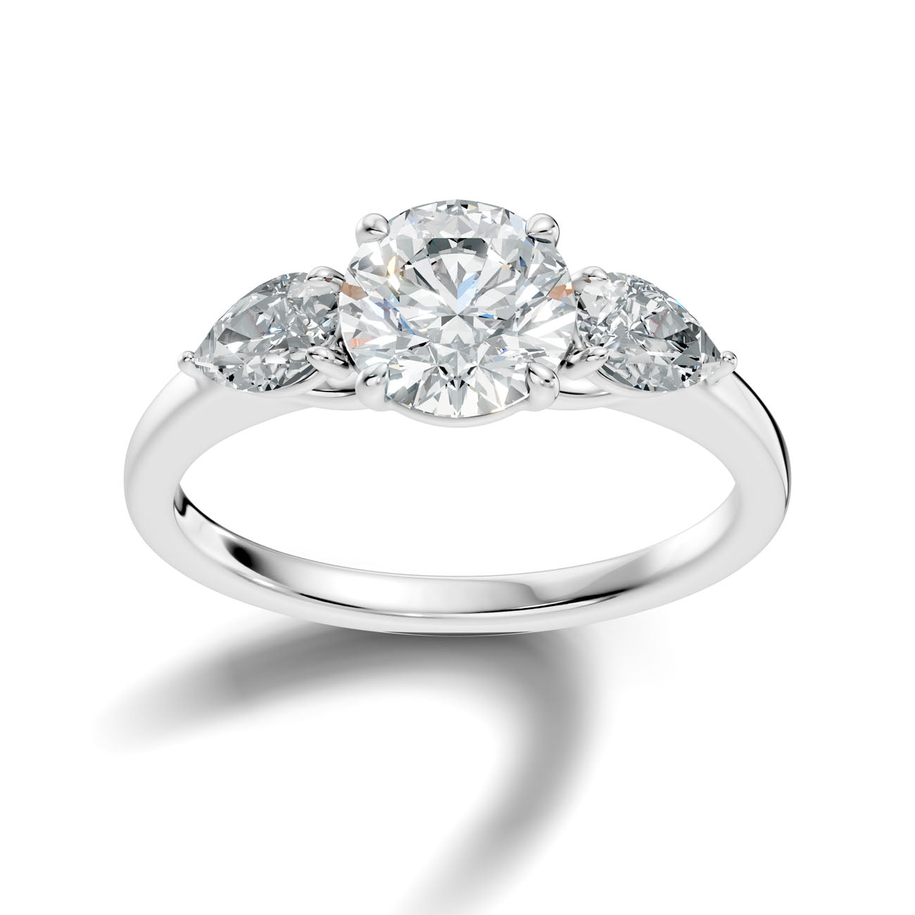 2.12 Ct. Round Diamond Ring with Pear Side Stones (L2-27#10029L)