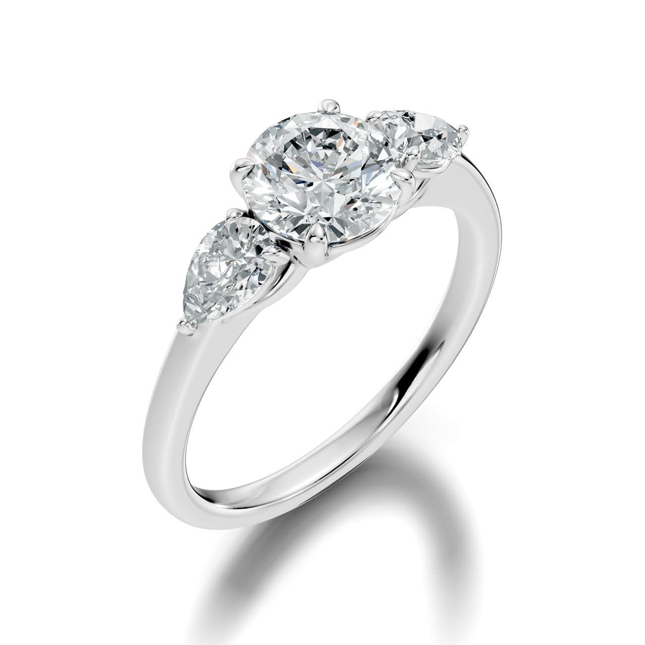 2.12 Ct. Round Diamond Ring with Pear Side Stones (L2-27#10029L) 10