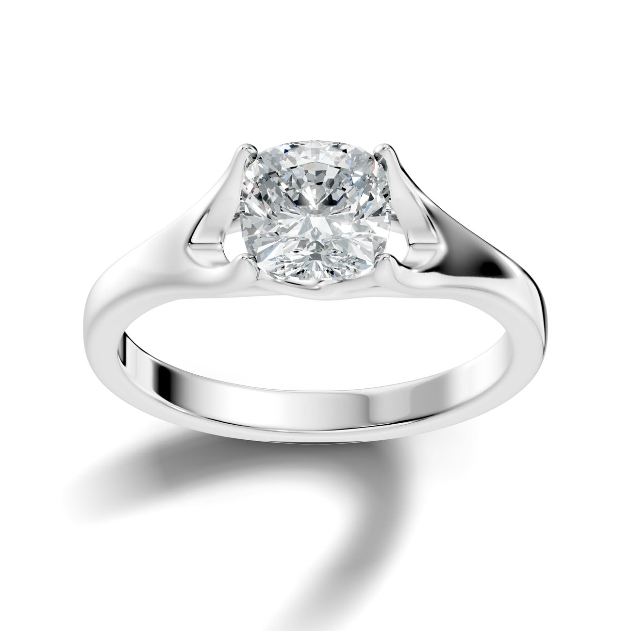 1.42 Ct. Classic Cushion Diamond Solitaire Ring with Sculpted Cathedral Setting (L2-27#10030L)