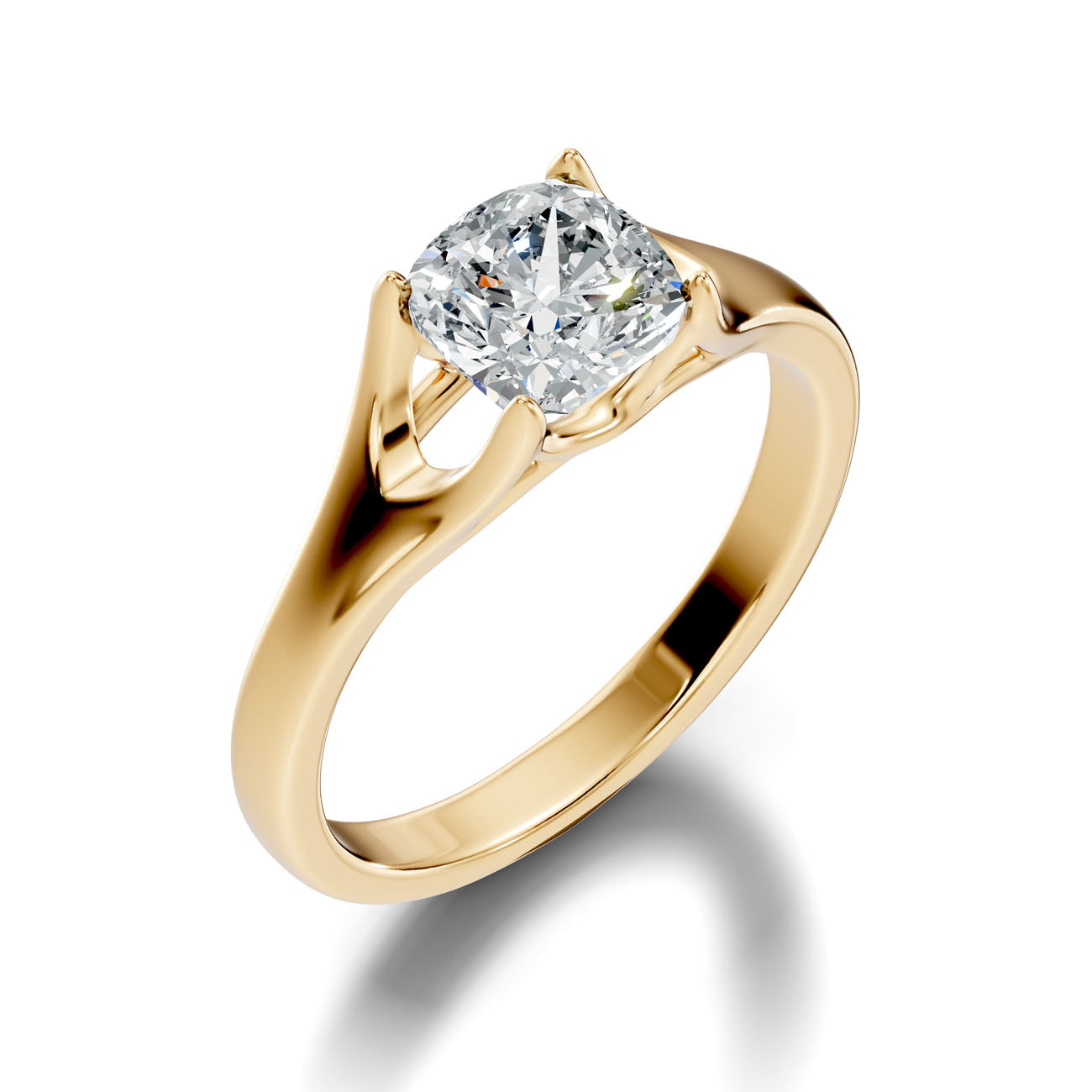 1.42 Ct. Classic Cushion Diamond Solitaire Ring with Sculpted Cathedral Setting (L2-27#10030L)