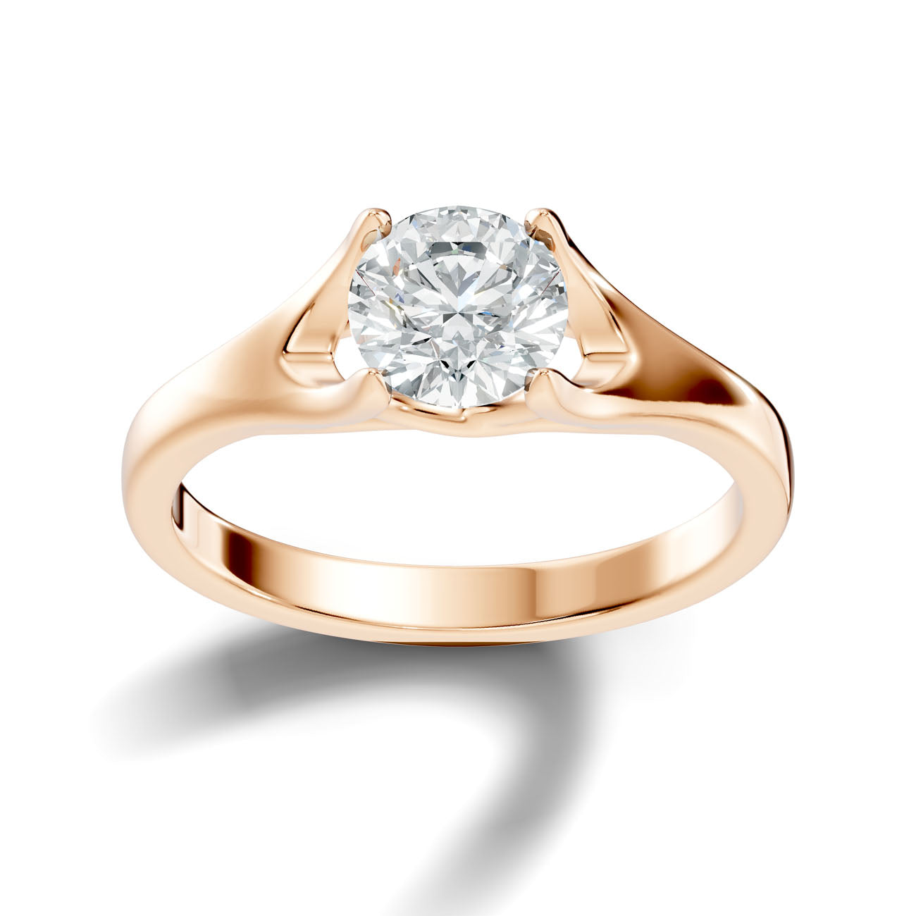 1.00 Ct. Classic Round Diamond Solitaire Ring with Sculpted Cathedral Setting (L2-27#10031L) 4