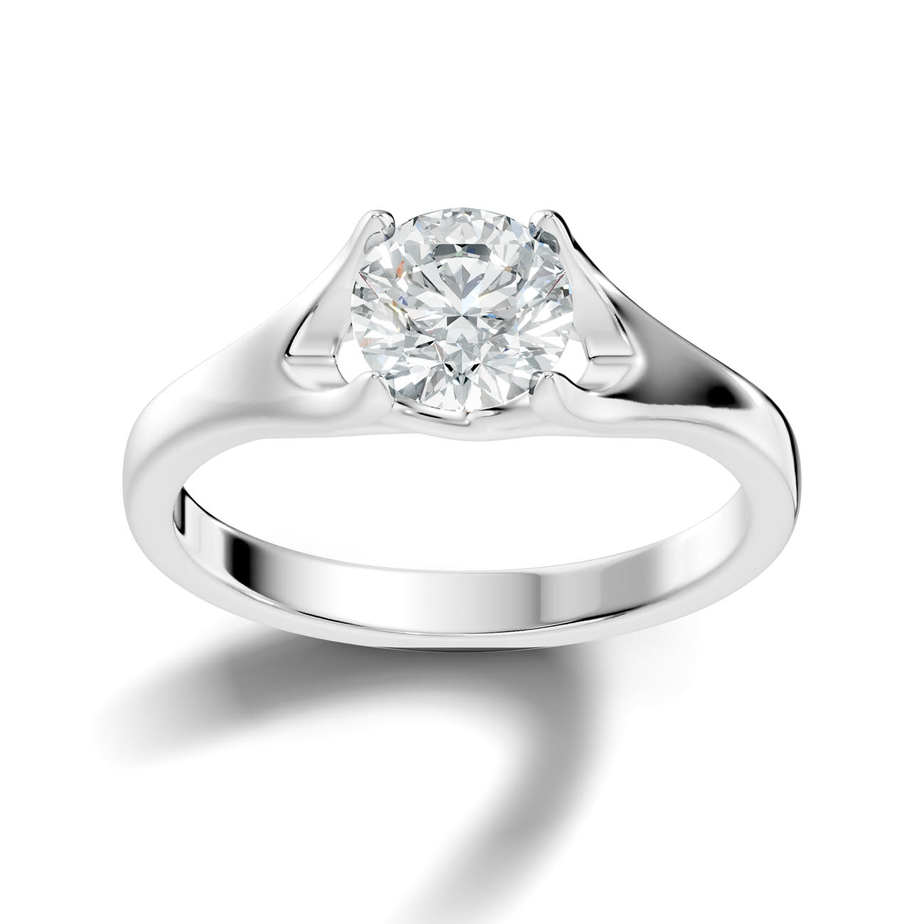 1.00 Ct. Classic Round Diamond Solitaire Ring with Sculpted Cathedral Setting (L2-27#10031L)