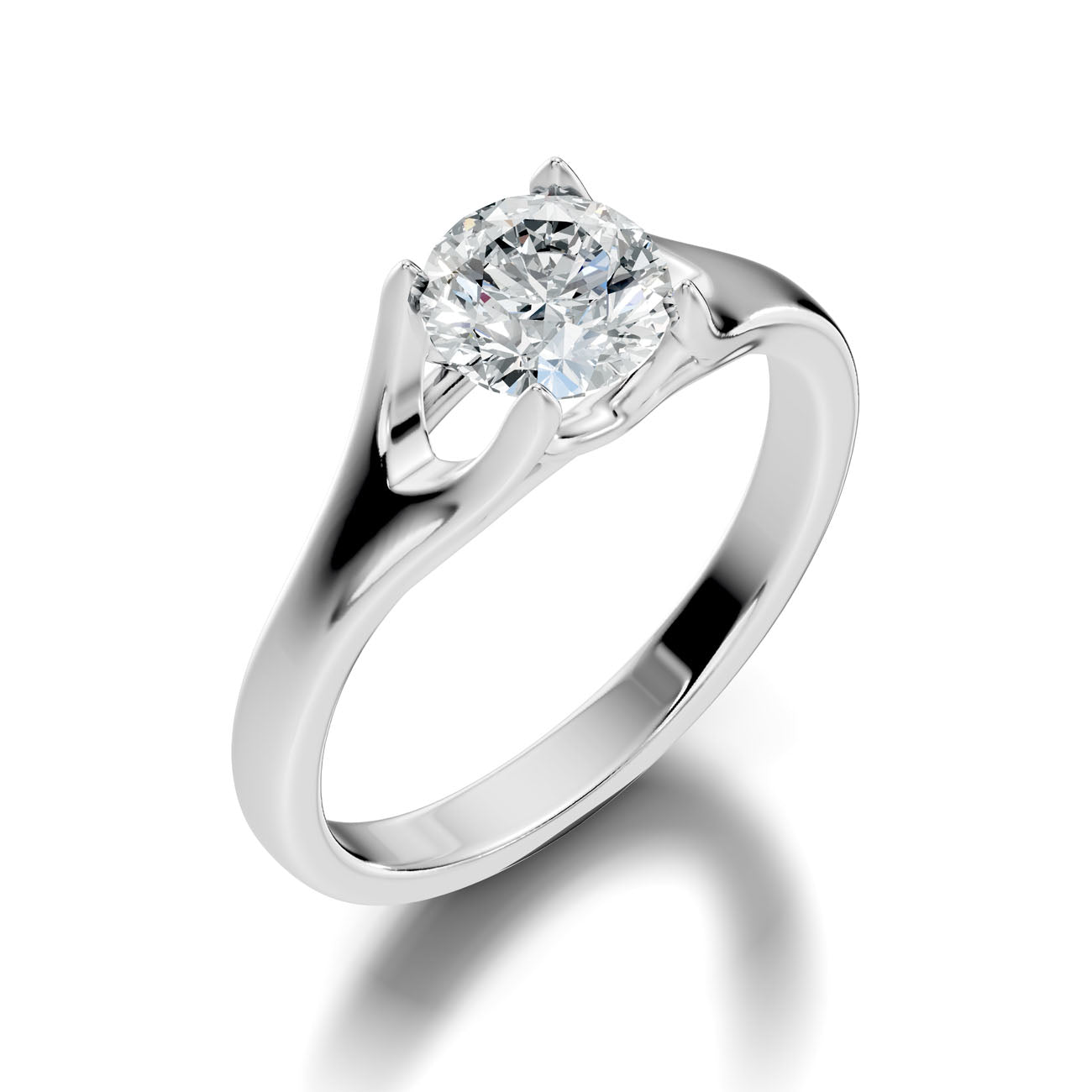 1.00 Ct. Classic Round Diamond Solitaire Ring with Sculpted Cathedral Setting (L2-27#10031L) 11