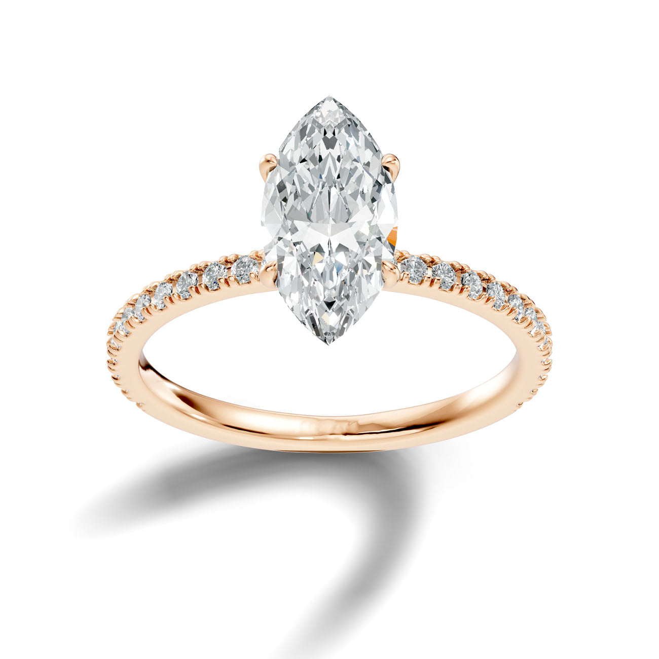 2.40 Ct. Marquise Diamond Solitaire Ring with Hidden Halo and Pavé Shank (L2-27#10033L) 4