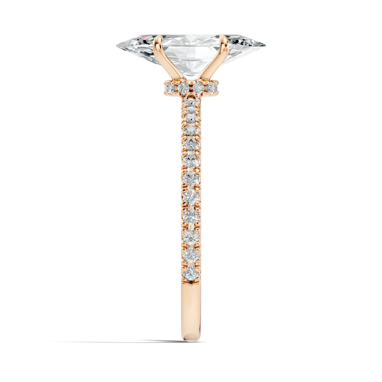 2.40 Ct. Marquise Diamond Solitaire Ring with Hidden Halo and Pavé Shank (L2-27#10033L) 12