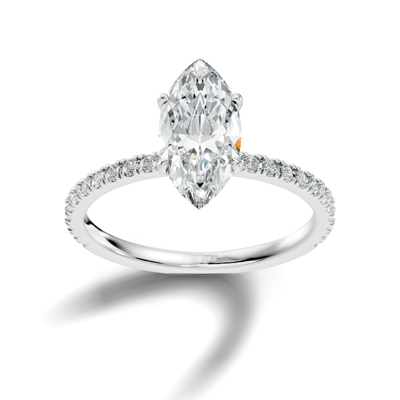 2.40 Ct. Marquise Diamond Solitaire Ring with Hidden Halo and Pavé Shank (L2-27#10033L)