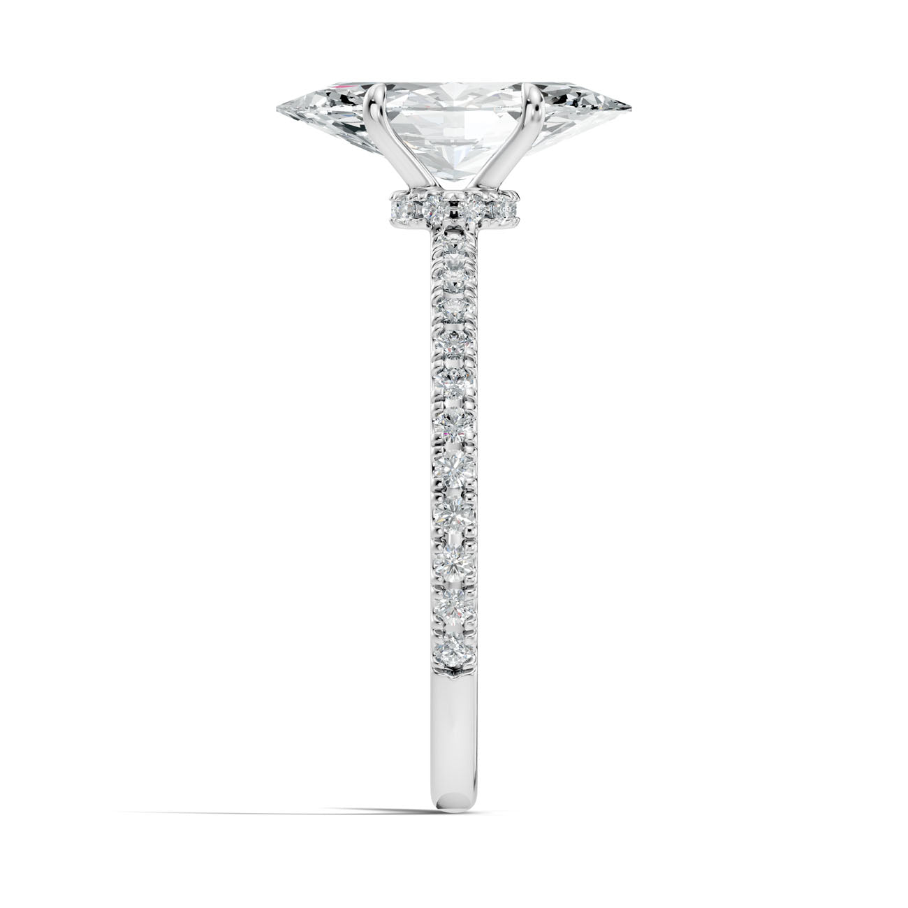 2.40 Ct. Marquise Diamond Solitaire Ring with Hidden Halo and Pavé Shank (L2-27#10033L) 9