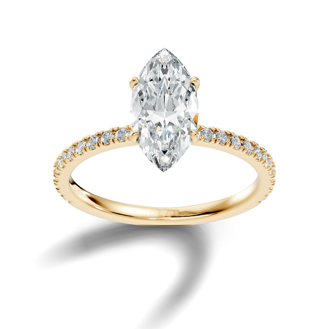 2.40 Ct. Marquise Diamond Solitaire Ring with Hidden Halo and Pavé Shank (L2-27#10033L) 14