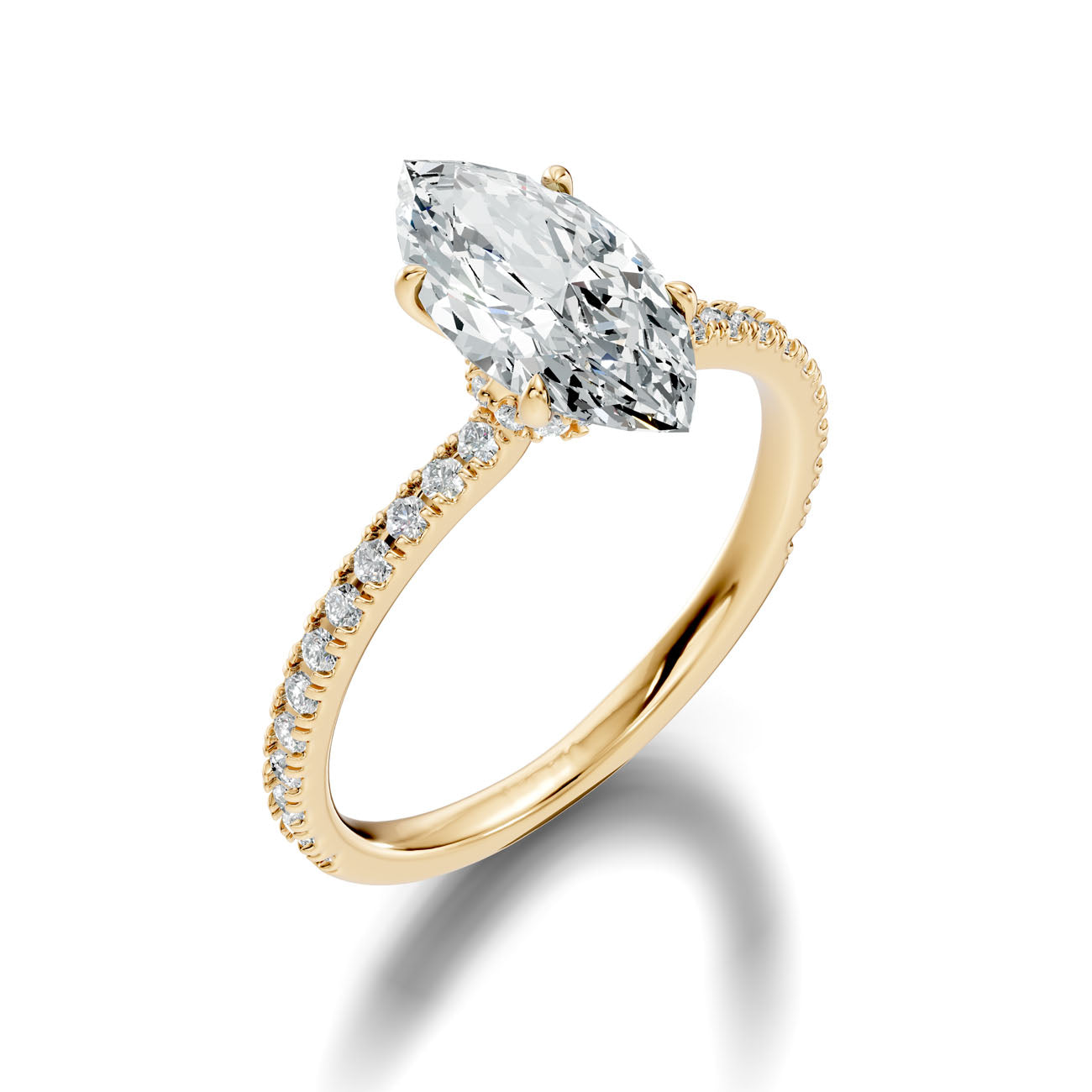 2.40 Ct. Marquise Diamond Solitaire Ring with Hidden Halo and Pavé Shank (L2-27#10033L) 10