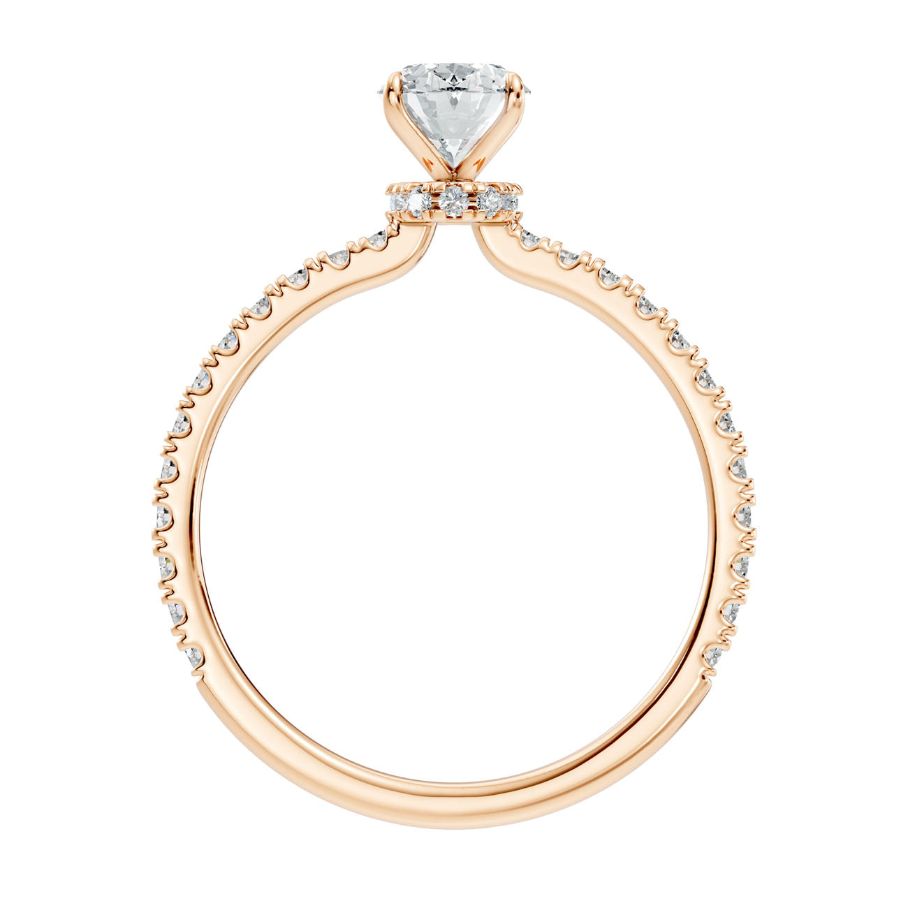 1.02 Ct. Oval Diamond Solitaire Ring with Hidden Halo and Pavé Shank (L2-27#10034L) 14