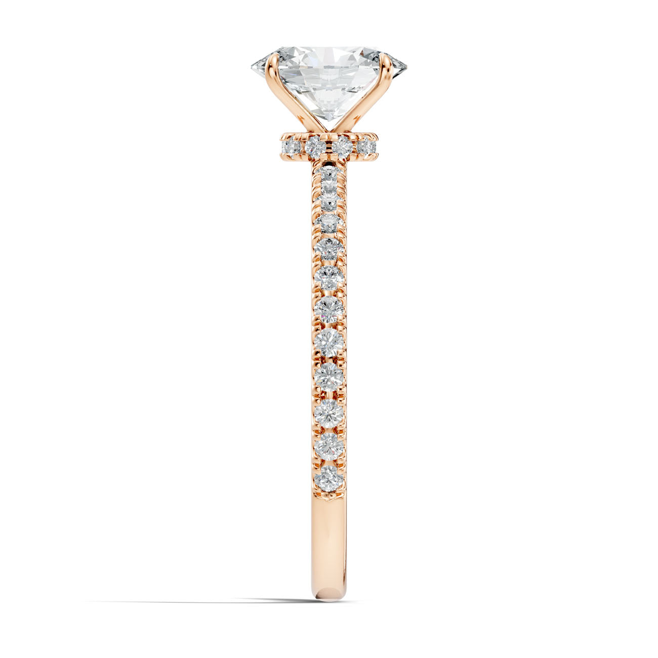 1.02 Ct. Oval Diamond Solitaire Ring with Hidden Halo and Pavé Shank (L2-27#10034L) 9